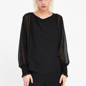 Zara Black Flowy Blouse